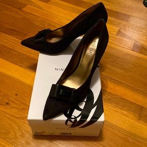 Black Suede Nine West Shoes, size 9, 3” heel